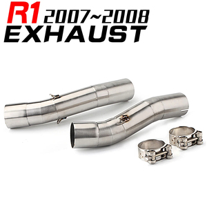 Pot d'échappement Slip-on pour Yamaha <span class=keywords><strong>YZF</strong></span>-R1 2004 2005 2006 2007 2008 2009 2010 <span class=keywords><strong>2011</strong></span> 2012 2013 2014, avec tube de liaison intermédiaire pour moto - Product Image 2