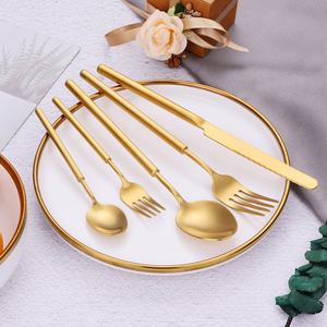 Mới phát hành sản phẩm xi lanh xử lý Flatware Set 304 thép không gỉ bạc đám cưới Mộc Mạc Matte đen thiết lập dao kéo - Product Image 5