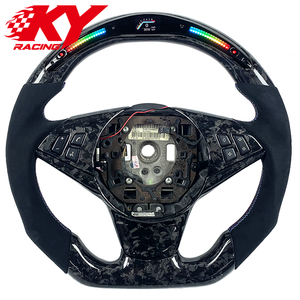 Volante deportivo LED RPM de fibra de carbono forjado personalizado con cuero negro, adecuado para BMW E60 E61 E63 E64 E66 M5 M6 X5 - Product Image 1