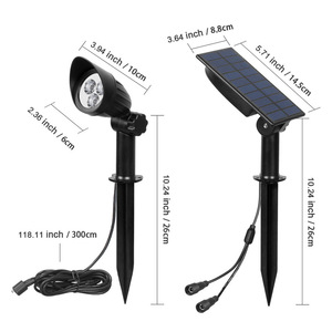 ไฟสวนพลังงานแสงอาทิตย์ 2 ชุด พร้อมแผงโซลาร์เซลล์ IP65 กันน้ำ ไฟ LED สำหรับทางเดินกลางแจ้ง สำหรับลานบ้าน ระเบียง - Product Image 5
