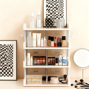 데스크탑 스탠딩형 플라스틱 화장품 수납 랙 4단 멀티 레이어 서랍 디자인 투명 정리함 - Product Image 2