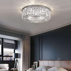 Nouveau design de lampes suspendues en chrome doré, plafonnier LED rond en cristal de luxe pour couloir - Product Image 2