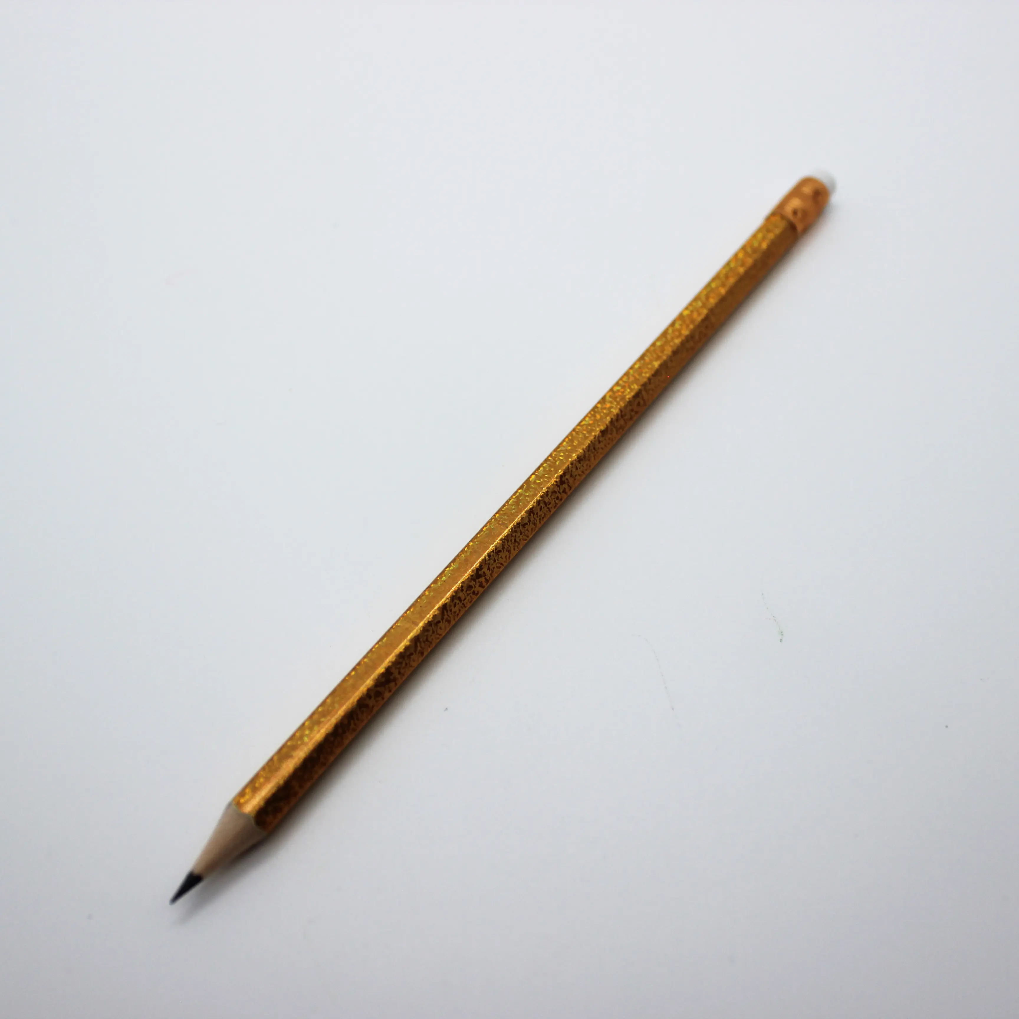 高品質の鉛筆パーソナライズされた7インチの人気のある六角木製鉛筆プリントHB2B鉛筆、色消しゴムと広告ゴールド