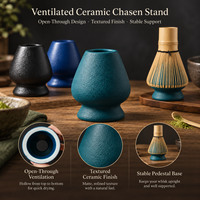 Support pour Fouet à Matcha Multi-Usages en Céramique, Collection Métallique Mate, Préservation de la Forme, Accessoire de Thé OEM/ODM