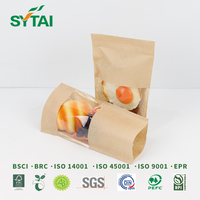 Sacs d'emballage en papier kraft biodégradables personnalisés en gros avec fermeture éclair, sacs en papier kraft sur mesure