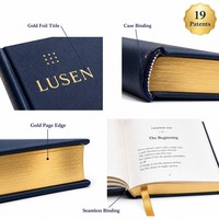 Stampa Personalizzata di Libri OEM ODM, Basso MOQ da 1 Pezzo, Libro con Copertina Rigida in Pelle PU Blu Navy 6 X 9 Pollici con Lamina Dorata