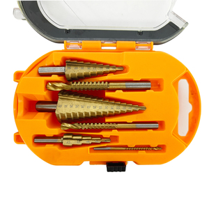 Juego de 6 brocas escalonadas de titanio HSS con vástago hexagonal, cortador de orificios de varios tamaños con estría espiral para ensanchar y ranurar en trabajos de madera - Product Image 1