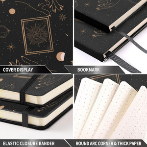 Diario Mágico LABON con Tapa Dura de Diseño Minimalista, Símbolos Bohemios y Astrológicos del Espacio, Estrellas y Luna en Dorado y Negro - Product Image 3