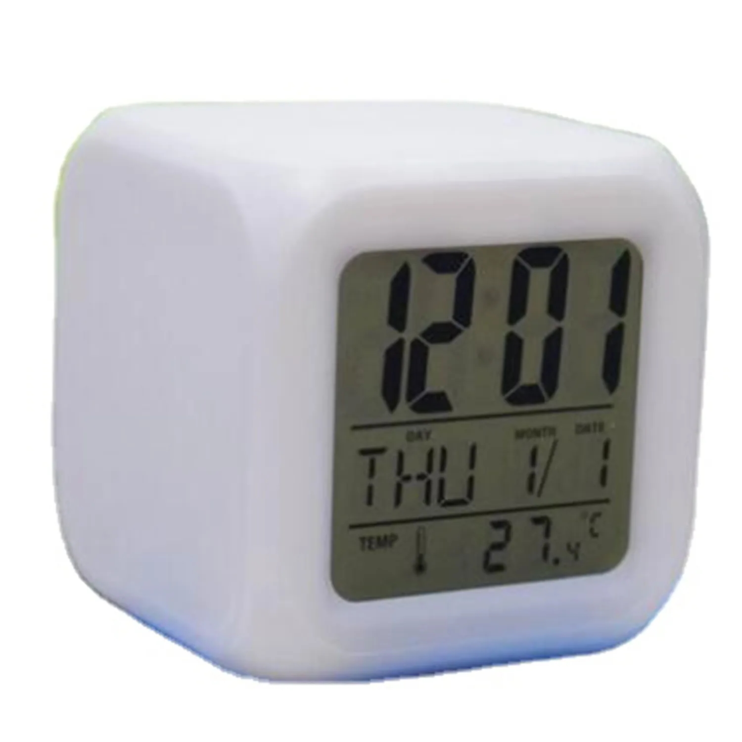 7 LED Colour Changing Digital Alarm Clock Thermometer Date Time Night Light Alarm Luminous Alarm Clock