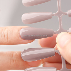 Faux ongles en forme de cercueil moyen, pression sur les ongles, couverture complète de haute qualité, <span class=keywords><strong>capsule</strong></span> pour ongles, gel x, pointes colorées, Look d'automne quotidien - Product Image 2