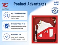 Kabinet Selang Pemadam Kebakaran Dinding Baja Merah Set Lengkap Selang Nozzle Katup CE
