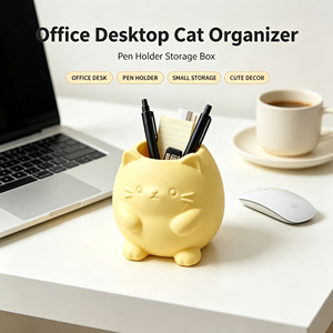 Porte-stylo en forme de chat mignon, boîte de rangement de bureau, organisateur de bureau décoratif imprimé en 3D, joli conteneur de papeterie en forme de chat pour la maison - Product Image 4