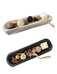 Tigelas De Massa De Madeira Tigelas Longas Decorativas Decoração Bandeja De Madeira Mão Esculpida Para Decoração De Mesa Centerpiece - Product Image 1