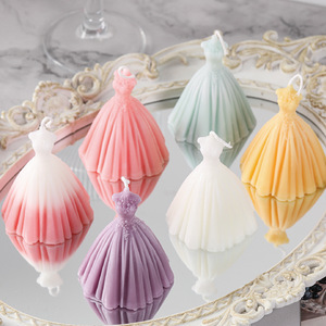 3D Wedding Dress Scented Soy Wax Candle Princess Gown Figurine Candle Bridal Shower Wedding <b>Table</b> Decor Gift - Product Image 2