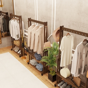 ราวแขวนผ้าไม้ไผ่ยี่ห้อ Unho: ราวแขวนเสื้อผ้าไม้ ราวแขวนเสื้อโค้ท ตู้เสื้อผ้าแบบเปิดพร้อมชั้นวางของสำหรับห้องนอน - Product Image 4