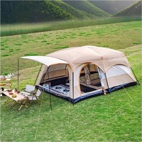 Tenda Berkemah Dua Kamar Tidur dan Satu Ruang Tamu, Tenda Berkemah Multi-Kamar Tahan Air dengan Serambi Berjendela, Tenda Glamping