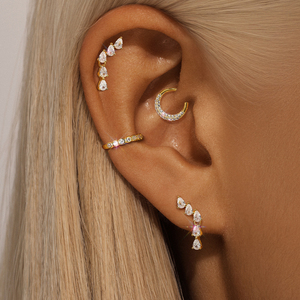 ROXI Pendientes de botón de cartílago y anillo de joyería para perforación de nariz de plata de ley 925 con circonita incrustada personalizada - Product Image 2