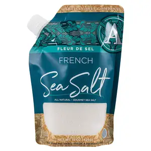 Kostenlose Lieferung Bio-Pack-Tasche All Natural Sea Saltexpir Pour Auslauf beutel 15 Unzen Fleur de Sel French Flower Salt