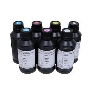 Tinta Uv 500ML fleksibel dan kaku Cmykw bau rendah kompatibel untuk Epson Tx800 Xp600 Dx4 Dx5 Dx7 4720 I3200-U1