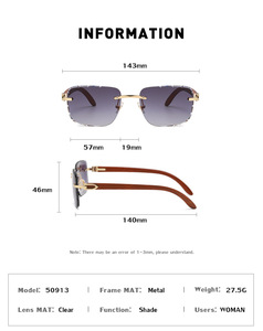 Haute qualité <span class=keywords><strong>carré</strong></span> rétro à la mode diamant lunettes de soleil <span class=keywords><strong>dégradé</strong></span> coloré <span class=keywords><strong>coupe</strong></span> sans monture hommes femmes lunettes de soleil - Product Image 3