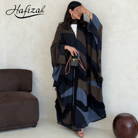Abaya musulmane pour femmes Hafizah avec blocs de couleur personnalisés et hijab assorti, kaftan modeste de Dubaï, robe maxi islamique, tenue pour le Ramadan et l'Aïd