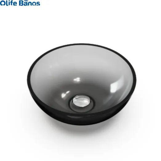 Olife banos transparent clear basin dark tea color crystal resin bathroom sinks above counter translucent wash basins bowl