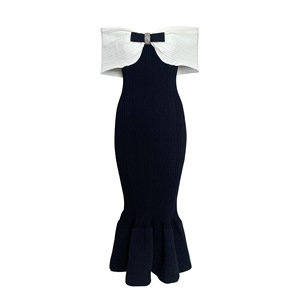 Bettergirl 2024 autunno nuovo temperamento a forma Slim con <span class=keywords><strong>spalle</strong></span> <span class=keywords><strong>scoperte</strong></span> <span class=keywords><strong>in</strong></span> <span class=keywords><strong>maglia</strong></span> <span class=keywords><strong>abito</strong></span> lungo nero - Product Image 5