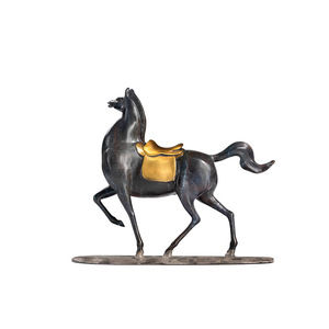 Figura de caballo de cobre y oro, decoración artística hecha a mano para sala de estar u oficina, regalo de inauguración de casa - Product Image 1