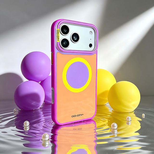 Trendy Neon IMD Magnetic Phone Cover 18 Pro Max Stylish Iridescent Shockproof Shell for iPhone 16Pro 17 Promax Protective Cover