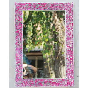 <span class=keywords><strong>Miroir</strong></span> décoratif pour la maison en forme de rectangle, en verre mosaïque coquillage <span class=keywords><strong>blanc</strong></span> et beige, fabriqué en usine - Product Image 4