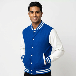 Blouson universitaire décontracté pour homme en cuir d'hiver, style Letterman, avec logo brodé, pour le collège, vente en gros - Product Image 1