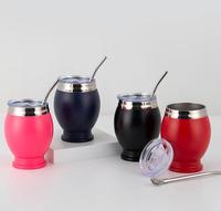 Tasse à maté en acier inoxydable sous vide de 10 oz avec logo personnalisé, gourde à maté avec filtre métallique et paille réutilisable, mug à thé pour cadeau en gros
