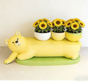 Y883 Joli banc-sculpture Ours moderne multifonctionnel et imperméable pour plantes, idéal pour l'intérieur et l'extérieur, salon, école - Product Image 1