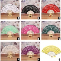 FAREA Éventail pliant 27 cm pour femme, en dentelle et bambou, polyester, fait main, vintage, rétro, impression numérique, pour mariage, douche nuptiale, danse, fête