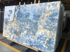 Fabbrica diretta formato personalizzato blu marmo pietra parete decorativa parete blu onice marmo pannello oceano - Product Image 3
