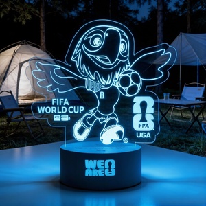 Lampe LED en acrylique sur le thème de la Coupe du Monde <span class=keywords><strong>FIFA</strong></span> 2026 aux États-Unis, motif mascotte, lumière changeante de couleur, interrupteur tactile, décoration de bureau, souvenirs sportifs - Product Image 4