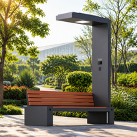 Banc de jardin en acier galvanisé avec éclairage LED solaire et chargeur de téléphone