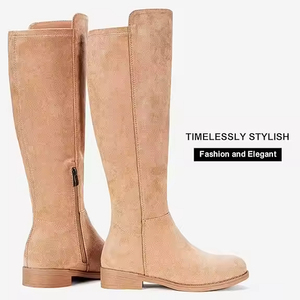 Commercio all'ingrosso della fabbrica Casual e comodo da donna in camoscio basso tacco piatto interno con cerniera alta al ginocchio stivali da equitazione - Product Image 2