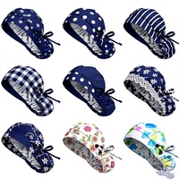 Vente en gros de bonnets chirurgicaux personnalisables à motif dessin animé, doublés satin, avec bandeau anti-transpiration, ajustables, unisexes, pour infirmières et usage en bloc opératoire