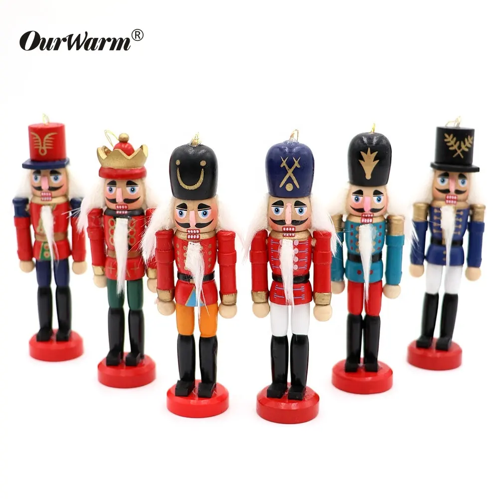 OurWarm 6pcs Wooden Decorations Ornament Soldier Christmas Nutcracker For Xmas Tree Table Decor