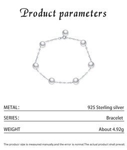 S925 Silver Freshwater Pearl Chain <b>Bracelet</b> Classic Women's Everyday Wear <b>Adjustable</b> Link <b>Bracelet</b> - Product Image 2