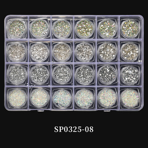 Wholesale 24 <b>Grids</b> Mixed Style 3D <b>Metal</b> Alloy Luxury Designer Brand Logo Rhinestone Antic Cross Nail Charms Set - Product Image 3