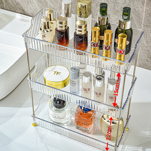 Transparent Desktop Cosmetic Storage Rack 3 Tier Plastic Multi Functional Makeup Organizer For <b>Dressing</b> <b>Table</b> - Product Image 2