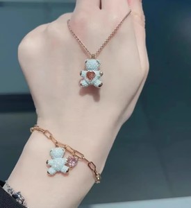 Juego de Joyería de Plata <span class=keywords><strong>Fina</strong></span> de la Serie Animal de Lujo 2026, Collar, Pendientes y <span class=keywords><strong>Pulsera</strong></span> de Oso con Circones de Alta Calidad Originales, Romántico para Mujer - Product Image 3