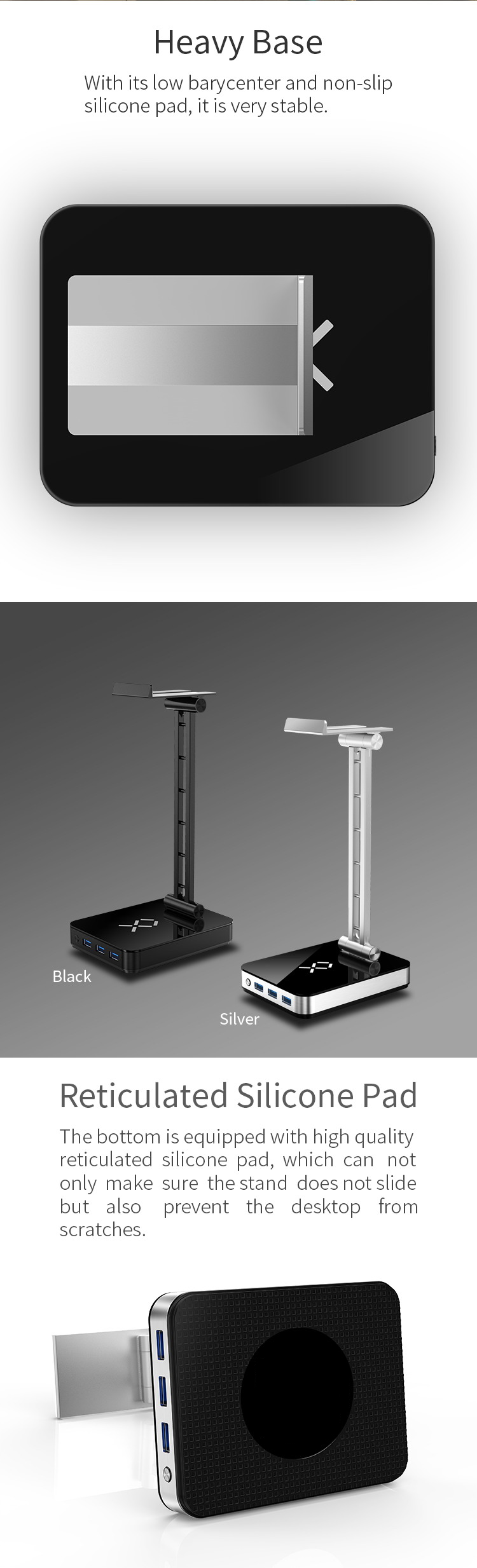 Headset Stand With RGB lights With 3 Ports Hub Headphone Holder Earphone Hanger Accessories for Desktop Gamer