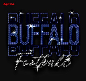 Diseños de transferencia térmica de diamantes de imitación termoadhesivos personalizados de cristal cuadrado con efecto brillante, con motivos de fútbol americano 'Let's Go' y 'Love Buffalo', para bolsos, al por mayor - Product Image 4