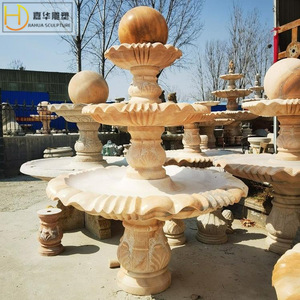 Fontaine en pierre Jiahua, élément aquatique en marbre, design de colonne traditionnel, décoration de jardin extérieur, sculpture en pierre durable - Product Image 2