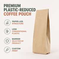 Sachet de café à fond plat en papier personnalisé, sachet de café à fond plat, fabricant d'emballages alimentaires de qualité supérieure pour torréfacteurs, OEM
