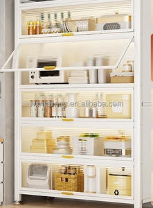 Vente flash : Étagère de rangement multifonctionnelle pour cuisine, en métal, sur pied, à plusieurs niveaux, avec porte, pour <span class=keywords><strong>micro</strong></span>-ondes, casseroles, bols, four - Product Image 4