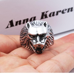 Bague Tête de Loup pour Homme, Bijou Tendance en Acier Titane, Design Zodiaque Animal, Cadeau, Couleurs Argent, Or, Noir - Product Image 2